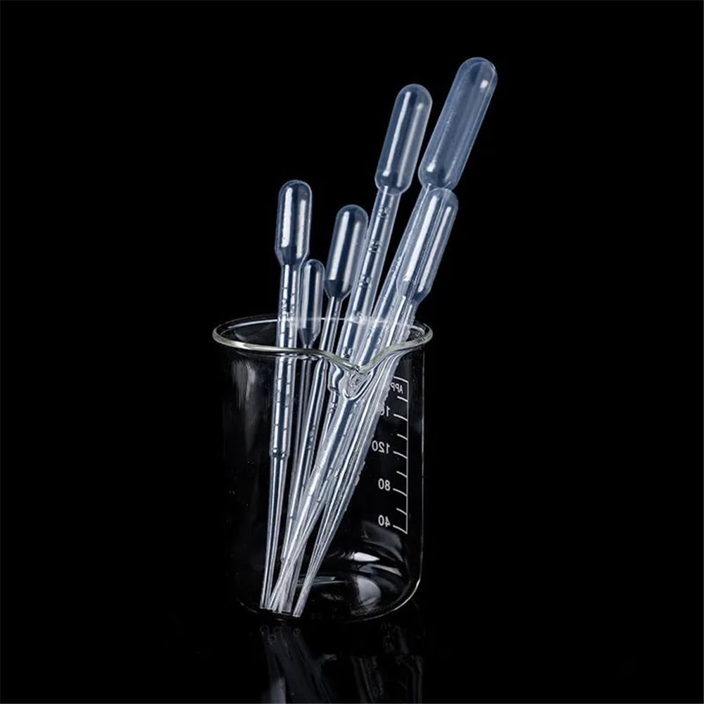Pipetas de laboratorio desechables de plástico, 100 unidades, 10 bolsas de 5 ml, gotero graduado, gotero transparente.