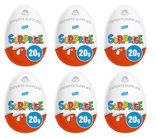 6 x NewKinder Surprise Large Easter Eggs 20g Perfect for Boys and Girls - Treat for Easter Egg Hunts and Easter Celebrations - Pack of 6 Eggs By Experts Supplies