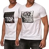 Angesagtes Stop & Go Motiv Red Bridge Herren T-Shirt Wende-Pailletten Emoji Stop & Go Shirt Weiß M