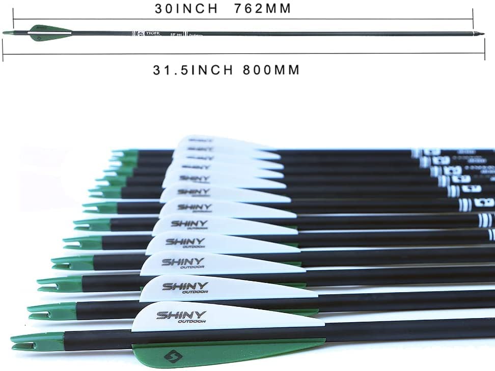 TIGER ARCHERY 30Inch Carbon Arrow Practice Hunting Arrows