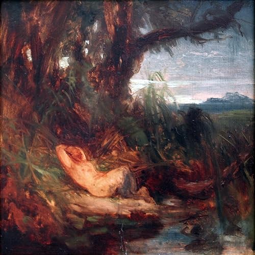 Poster sur toile sans cadre 58 x 90 cm Carl Blechen faune endormie roseaux