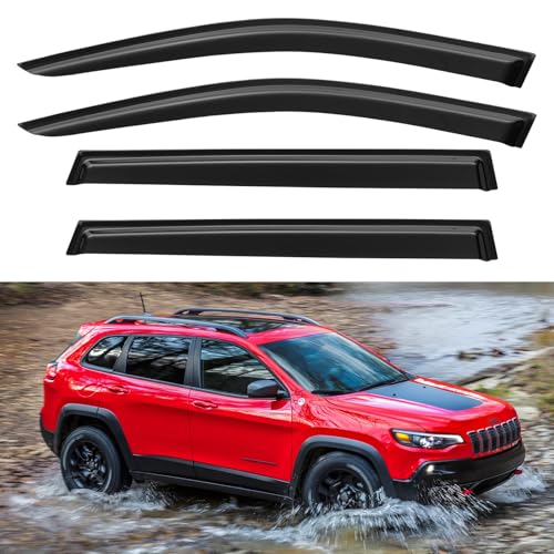 Window Visors Rain Guards for 2014-2023 Jeep Cherokee, Out-Channel Window Vent Wind Deflectors Visors Shades for 14-23 Cherokee