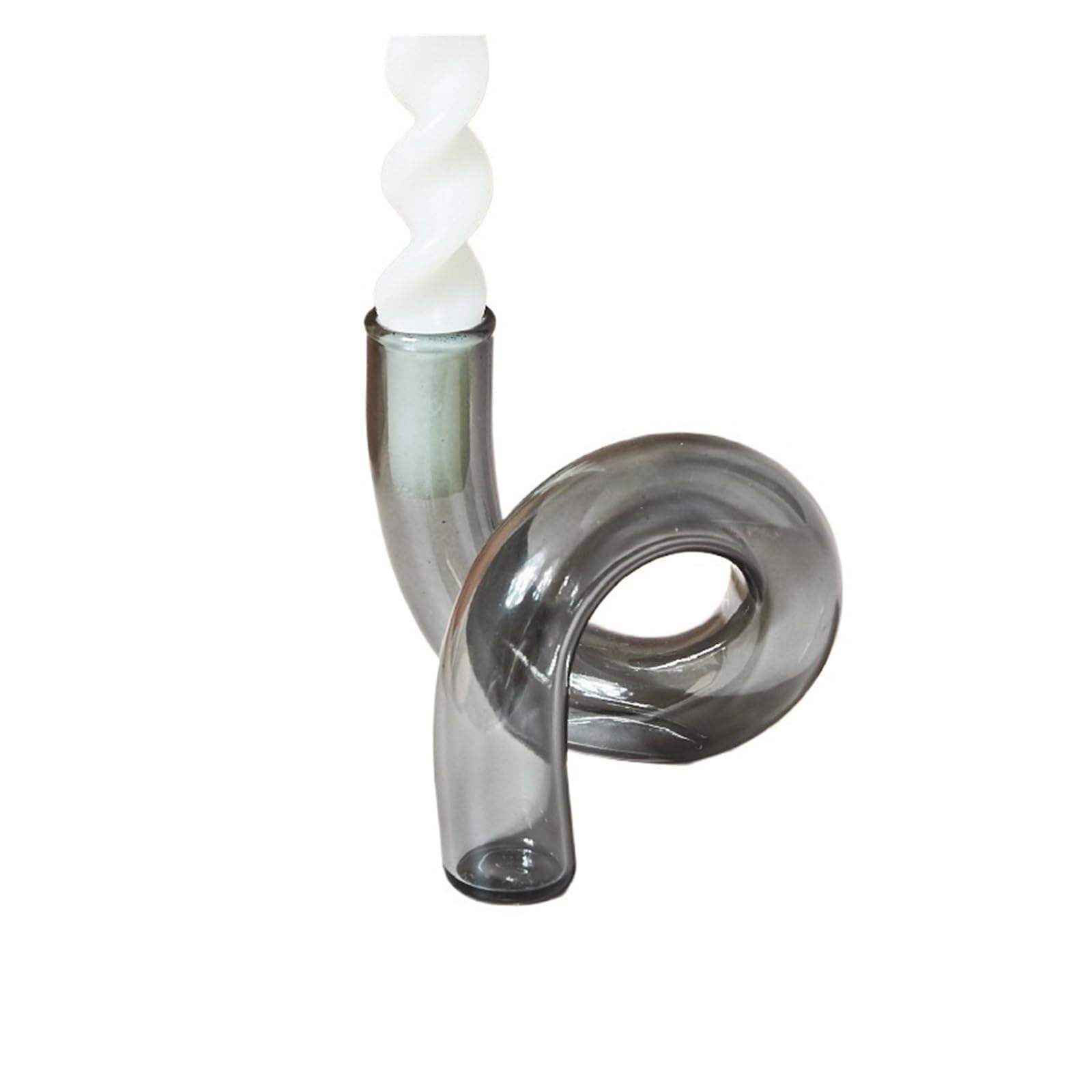 Candle Holders Glass Vases Clear Flower Vase Candle Holders Wedding Centerpieces Home Decoration Table Candlestick Holder(Grey Vase)