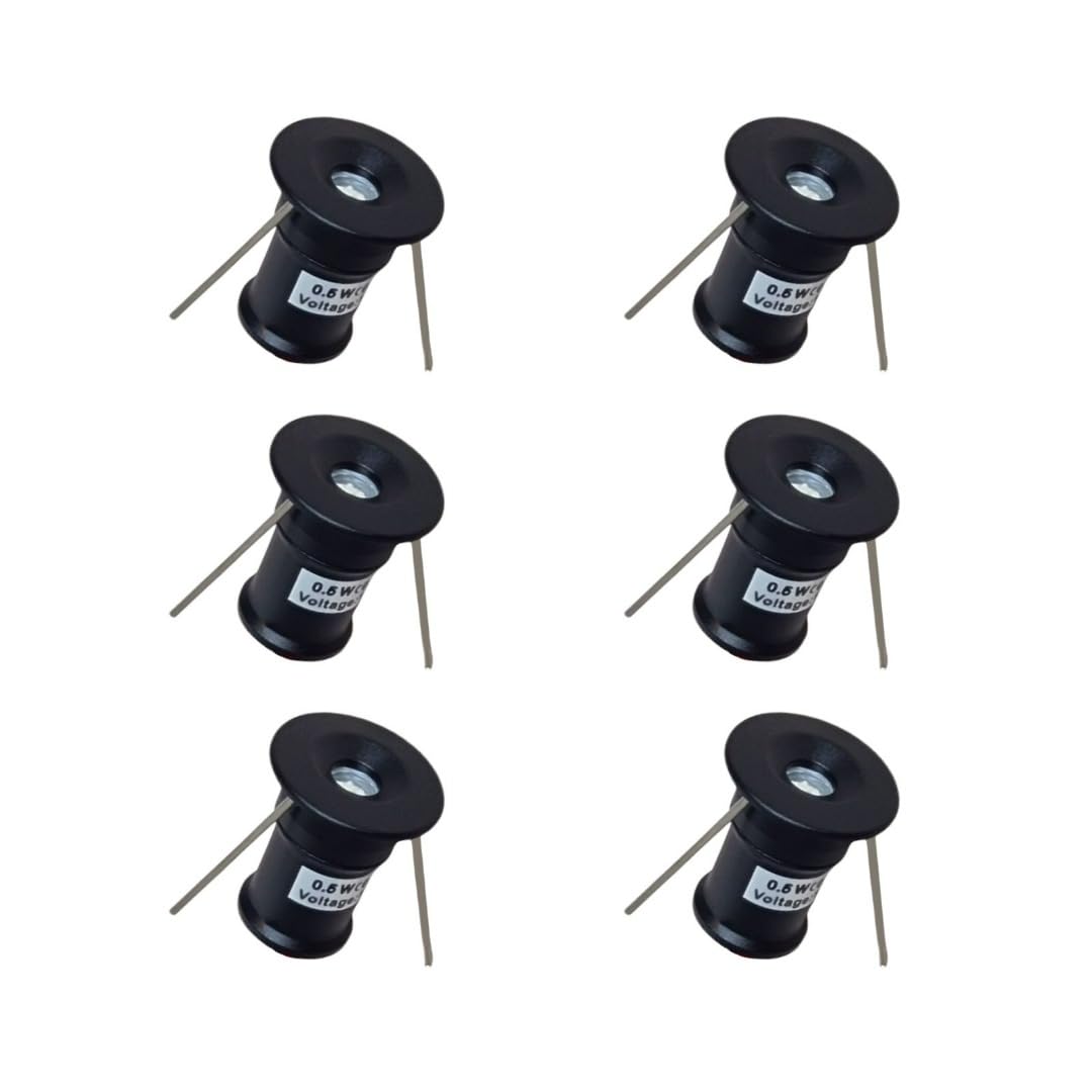 MARVIX 6 x LED 12V Mini Spot Lichter Schwarz 0,5W IP65 Wasserdicht Blaulicht für Wohnwagen, Wohnmobil, Boot Downlights Beleuchtung
