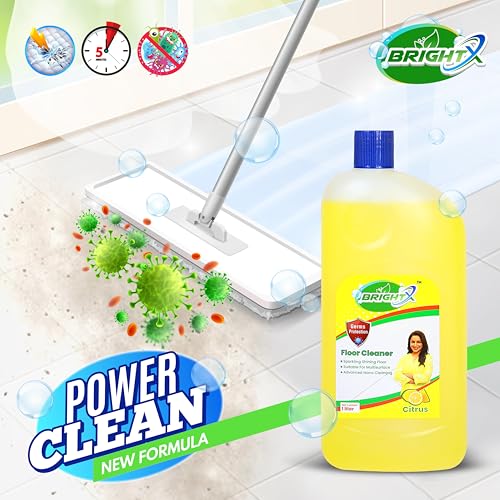 Image of BrightX Floor Cleaner | Citrus Fresh | Multi-Surface Cleaning & Long-Lasting Fragrance (1L, Citrus)