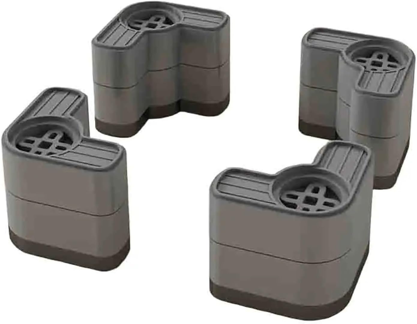 Washing Machine Stability Height Adjustable Base Vibration Absorbing Pads Set Functional Design Noise Reduction(White 1)