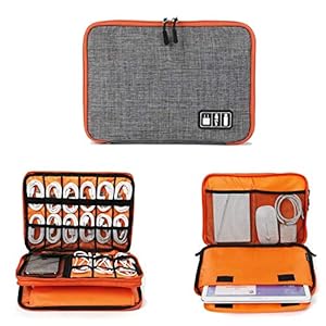 Winoso Waterproof Double Layer Electronic Universal Carry Travel Organizer Bag/Case for Cables, Plug, Power Bank, Phone, Hard Disk, USB, Adapters, Black