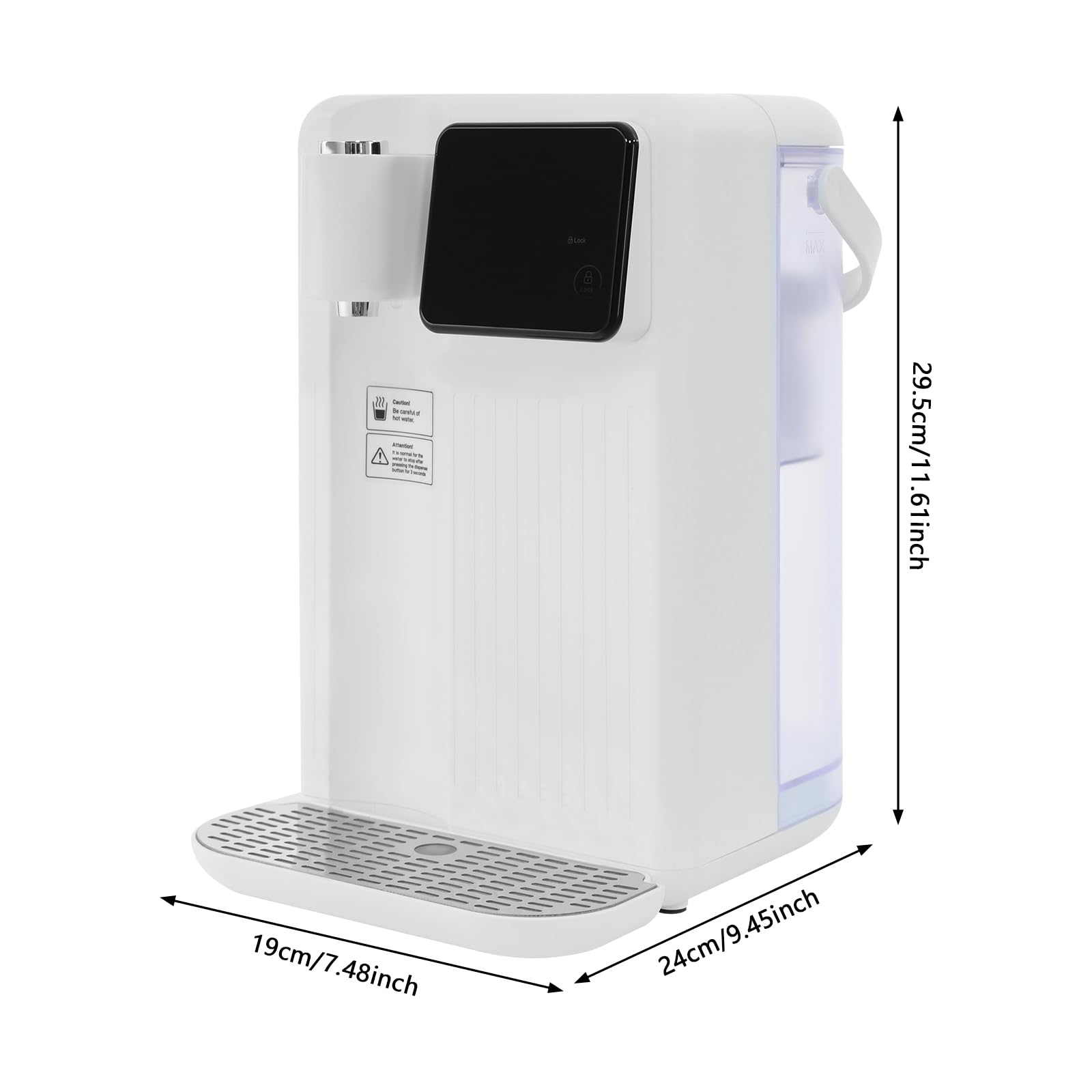 Fontana per acqua calda 2200 W, erogatore acqua calda 3 secondi, riscaldatore acqua istantaneo 3 L, bollitore elettrico con 13 temperature regolabili, per caffè, tè, ufficio, casa, bianco