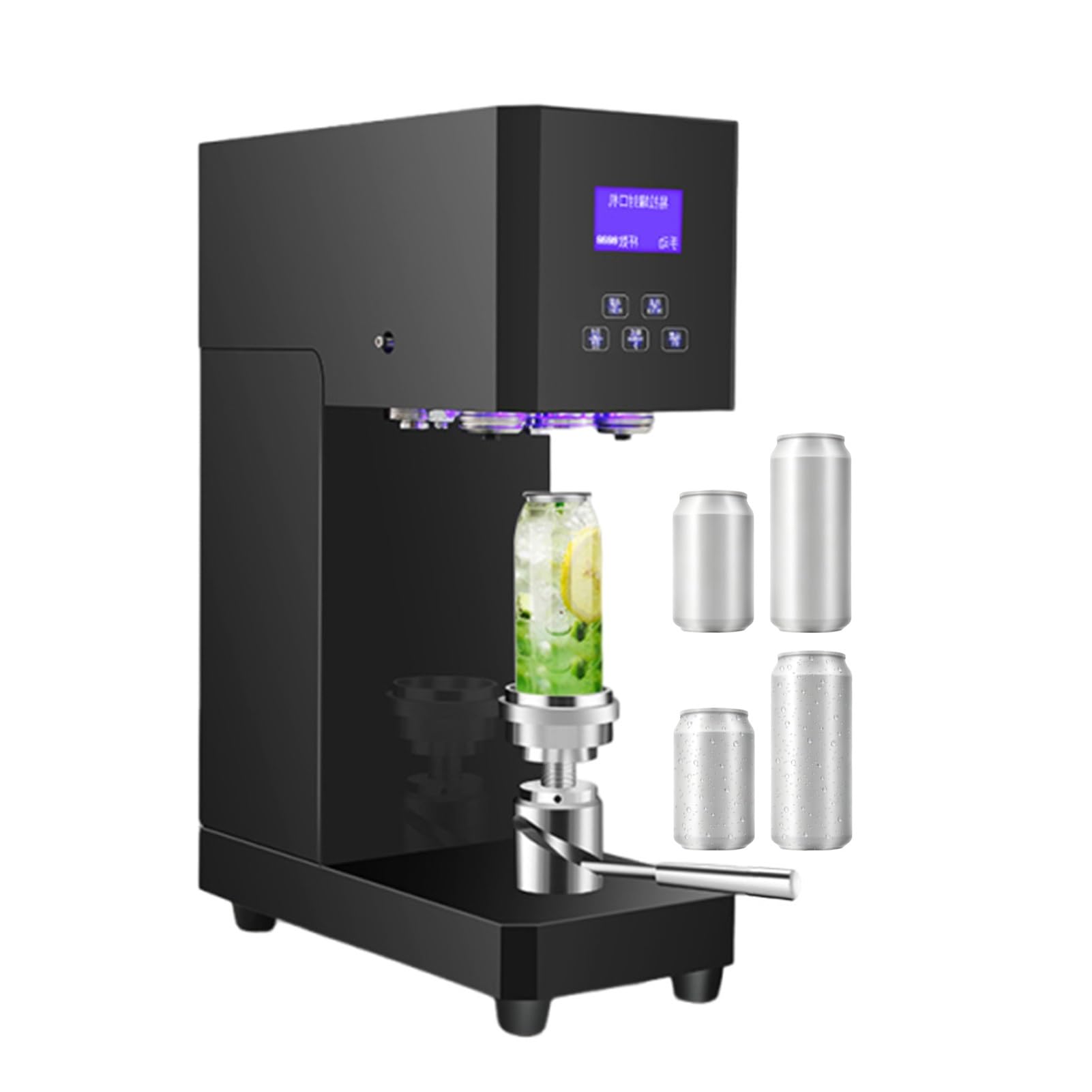 Sigillatrice Lattine Industriale/Aggraffatrice Elettrica/370W/Ciclo 5s/Altezza 11,5-17cm/Chiusura Freschezza/Per Ristorante e Bar/Barattoli Plastica Alluminio per Bevanda(Black)