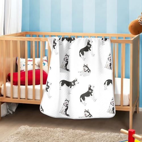 30"X40" Baby Cotton Blanket Husky Dog White Nursery Blankets for Infants Receiving Blanket Swaddle Blanket4