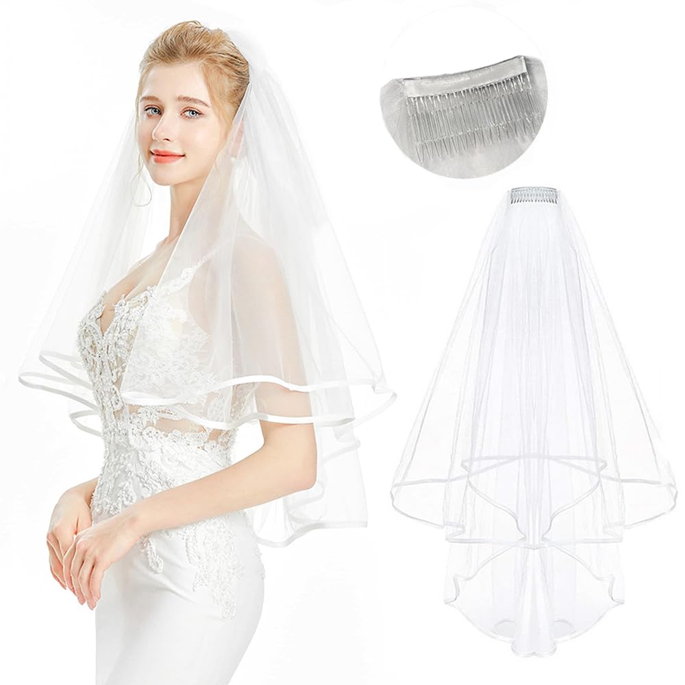 Velo Da Sposa Elegante Con Pettine - Doppio Strato Tulle Per Matrimonio, Foto E Feste - Foto 8