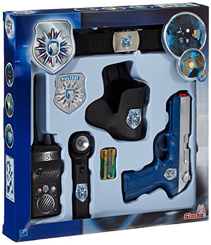 Simba 108102667 - Polizei Streife, Gürtel Set, Pistole, Holster, Funkgerät, Polizeimarke, Taschenlampe, Rollenspiel, ab 3 Jahren