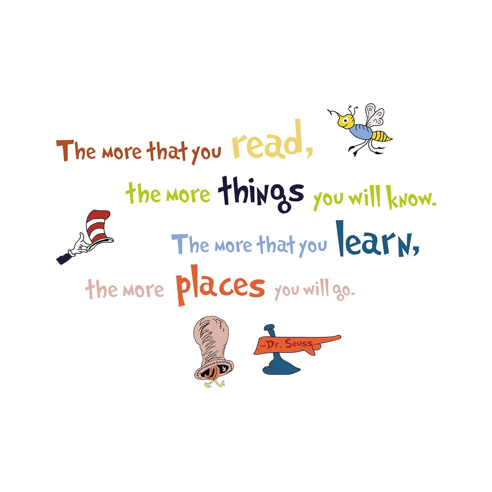 BPA ADECNS The More That You Read Wall Decal Inspirational Quotes Wall Art The More Things You Know Wall Decor Classroom Reading Quotes Living Room Decal (Colorful)