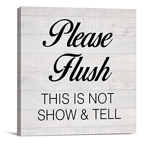 Country Please Flush Funny Restroom Canvas Prints Wall Art Decor Humor Bathroom Poster Painting Framed Artwork 8 X 8 Inch Home Shelf Wall Decoration Housewarming Gift #TOP8