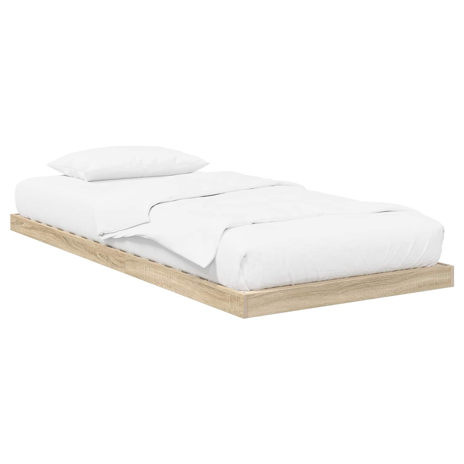 Bodenbettgestell 75 x 190 cm Sonoma Holzwerkstoff Lattenrost mit integrierten Latten Modernes Design Robust & Langlebig für Kinder Jugendzimmer Gästezimmer