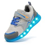 Floranate Size 8 Toddler Boy Shoes Light Up Boys Girls Tennis(Grey Size 8) Walking Sneakers