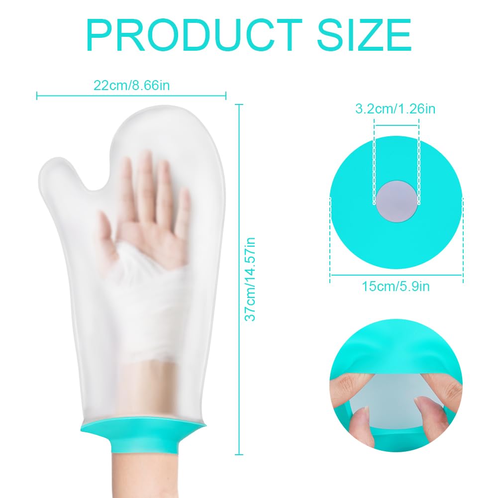 Protector Escayola Brazo Adulto, Funda Impermeable de Silicona Suave Comoda para Ducha, Bolsa Hermetica Reutilizable para Cubrir Vendajes, Yeso, Heridas (Tipo de Palma)