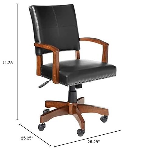 Osp Home Furnishings Deluxe Wood Bankers Desk Chair With Faux Leather And Antique Bronze Nailheads, Black #TOP7