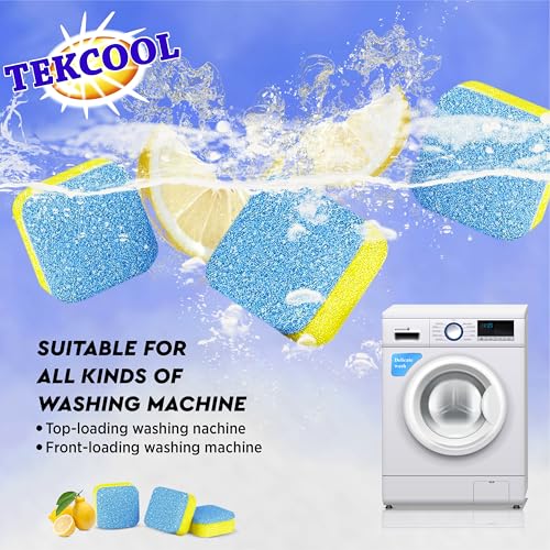 Image of TEKCOOL Washing Machine Cleaner Tablet Descaling Powder Tablets, Washing Machine deep Cleaner, Deep Cleaner Tablet All Company's Front and Top Load Machine (12 pcs) (Lemon Yellow).