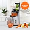 Omega Wide Mouth Juicer Compact Vertical Cold Press Vegetable and Fruit Juice Extractor with 3-Inch Hopper 2-Speed Slow Juicing with Space Saving Design, 120-Watts, Black