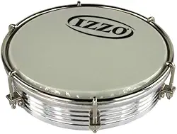 TAMBORIM 06 POL ALUMINIO ANODIZADO PRATA C/PELE LEITOSA IZZO