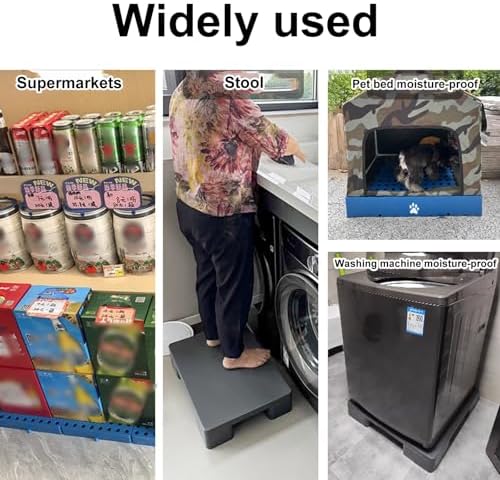 Durable Waterproof Plastic Pallets & Dunnage Rack, Lightweight Wear-Resistant Storage Pad for Cargo, Oil Drums, Supermarkets & Warehouses - Blue 60x60cm/24x24in