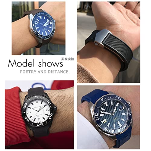 Bracelet de montre en caoutchouc de silicone 20mm 22mm bleu marron pour montre Carrera F1 - 5