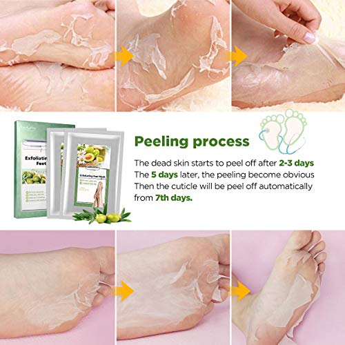 Foot Peeling Mask, Luckyfine 2 Pairs of Foot Mask Callus Removal, Foot Mask for dry, aging, cracked heels etc., Exfoliating calluses calluses and dead skin