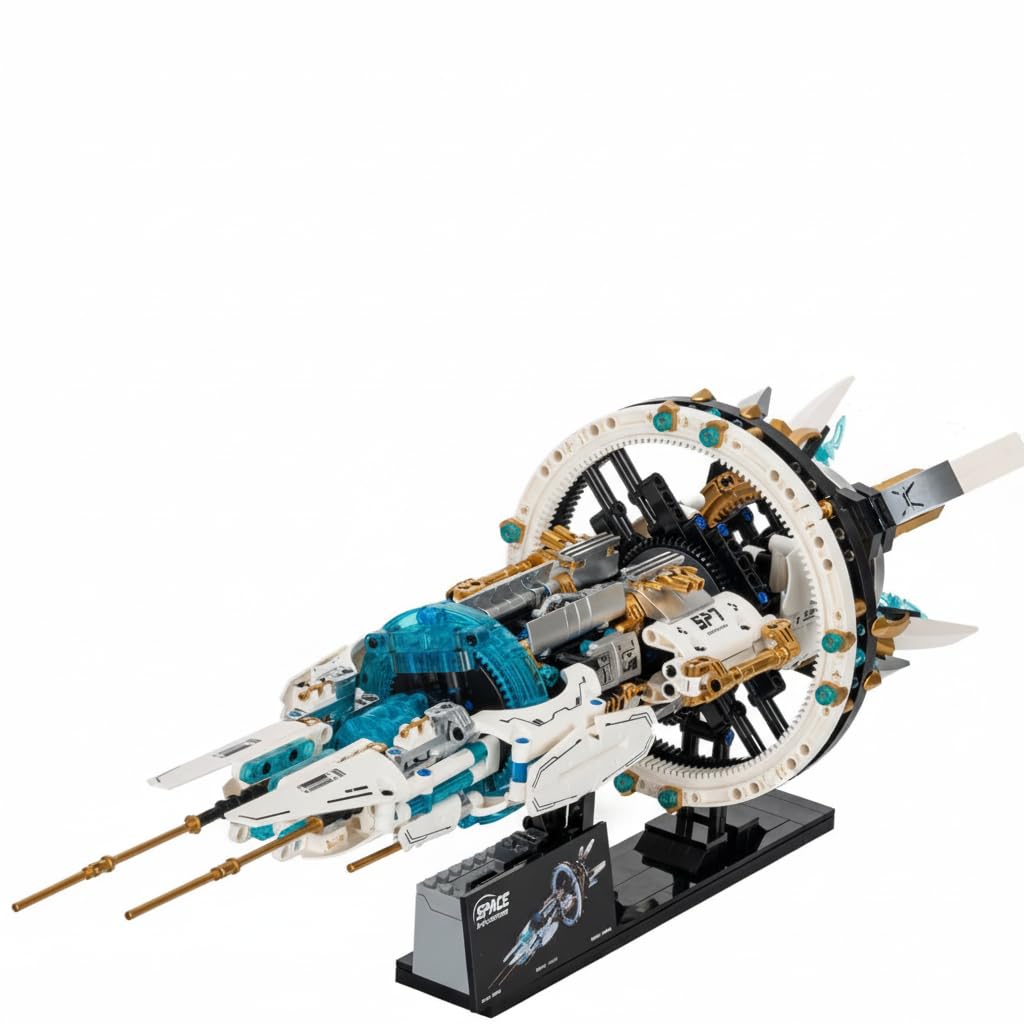 SKY LINE OCEAN Interstellar Space Station Building Blocks Set – 1144+ PCS Motorized Rotating Spaceship with Lights & Display Stand, STEM Space Exploration Construction Kit Gift for Kids Teens & Adults-image-9