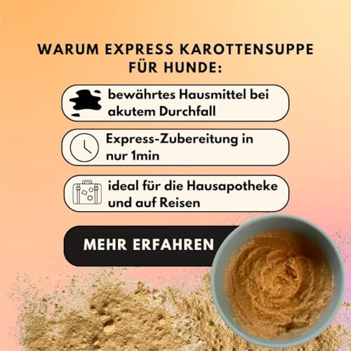 People who Kaer Morosche Karottensuppe 2X 200g, hohe Ergiebigkeit Dank Pulver-Form, Präbiotika Mittel zur Unterstützung bei Durchfall & Magenproblemen, bis zu 5L Moro Suppe, Hund Durchfall