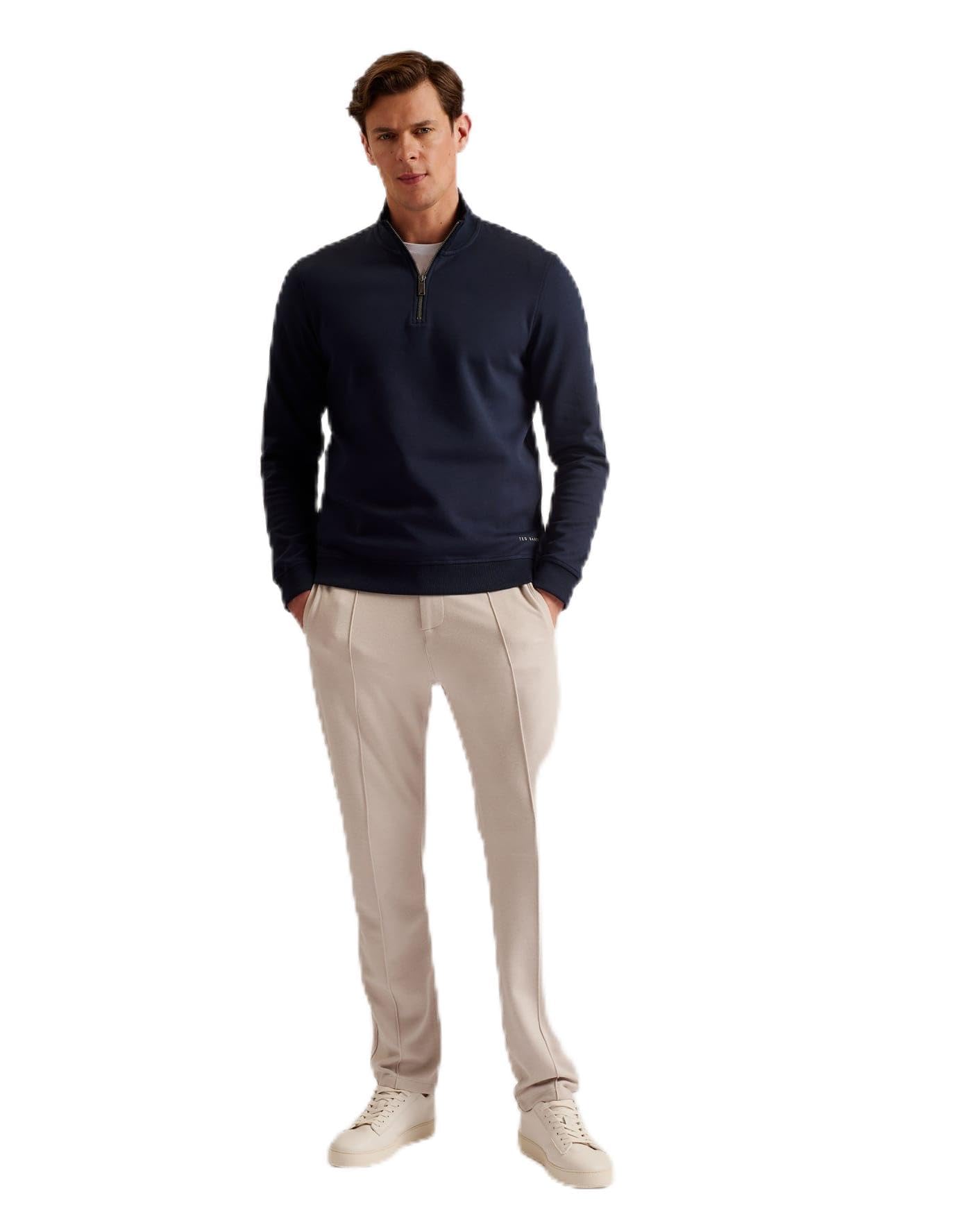 Ted BakerMen's Half Zip Funnel Neck Sweatshirt, Blue