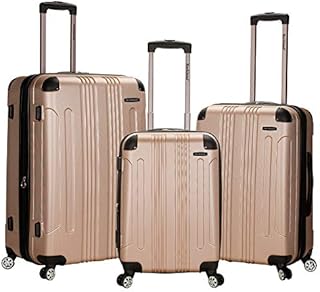 Rockland London Hardside Spinner Wheel Luggage, Champagne, 3-Piece Set (20/24/28)