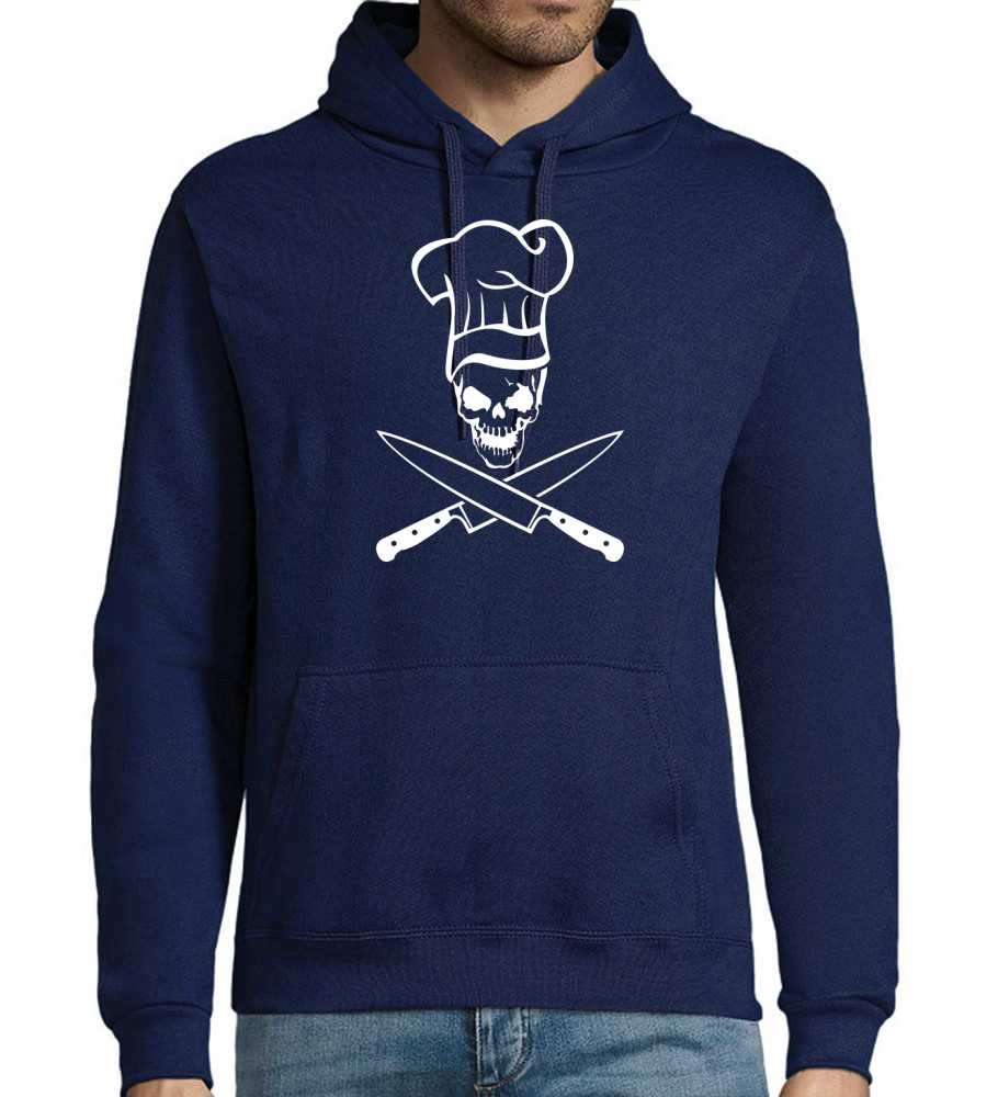 Czaszka z czapką kucharską i nożem, męska bluza z kapturem, grantowy, 4XL