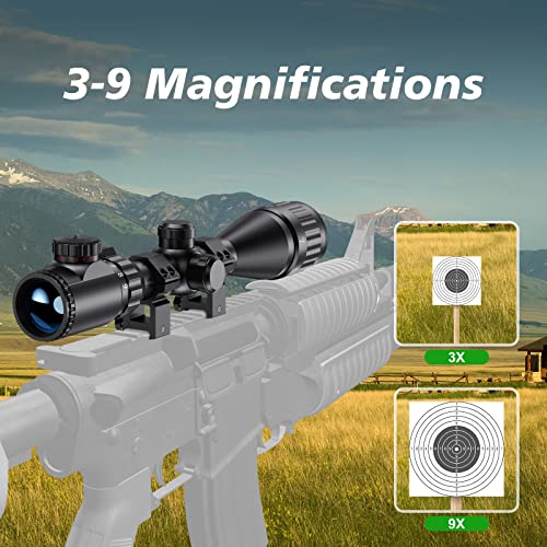 Paike 3-9x40 AOEG Rifle Scopes Red Green Dot Mil-Dot Reticle Objective Lens Parallax Adjust - Image 2