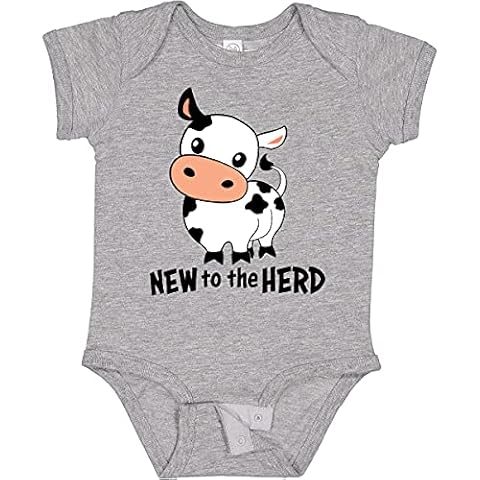 inktastic New To the Herd Cute Cow Baby Bodysuit 6 Months 0060 Heather Grey 34598 Cover