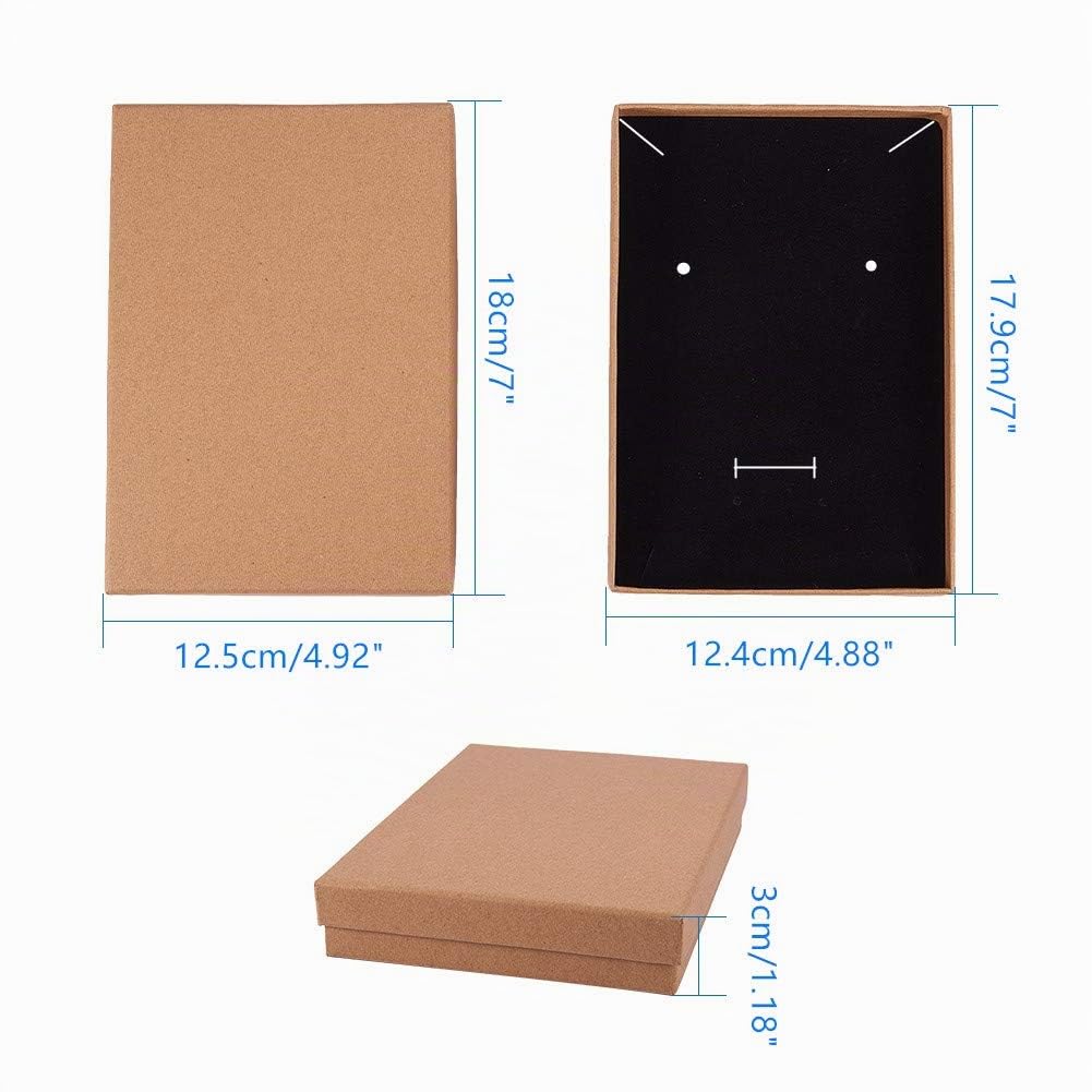 BENECREAT 12 Pack Halskette Ring Box 18x12,5x3cm Kraft Brown Rechteck Karton Schmuckschatullen Große Geschenkbox für Hochzeit Party