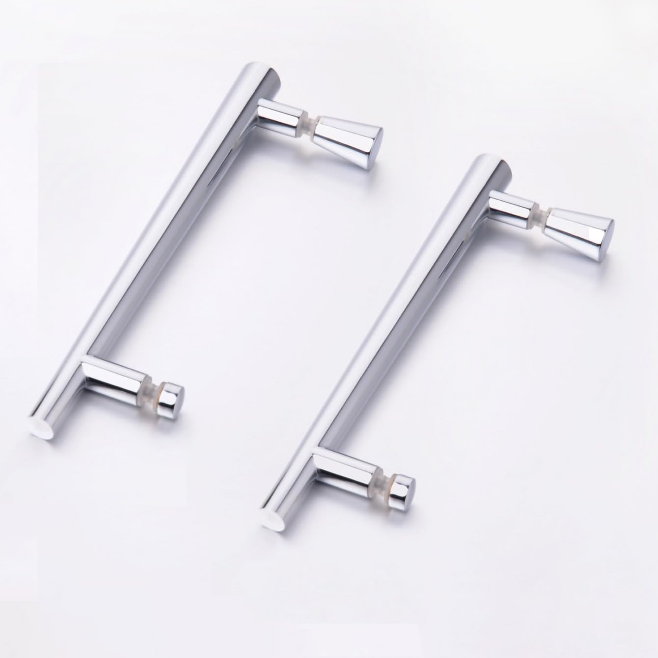 Nes Home Chrome (Silver) Rounded Stainless Steel 145Mm Hole Centre Shower Door Handle Set