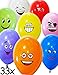 Produktbild HomeTools.eu® - 33 Stück Smiley Luft-Ballons, lustige freche Smile Emoji Gesichter, aufblasbar 30cm, Deko Party Fasching Hochzeit, Kinder-Geburtstag, bunt, 33er Pack