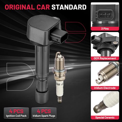 Image of BDFHYK Ignition Coil UF400 and Spark Plug ZFR6FGP for Honda Civic 2001-2005