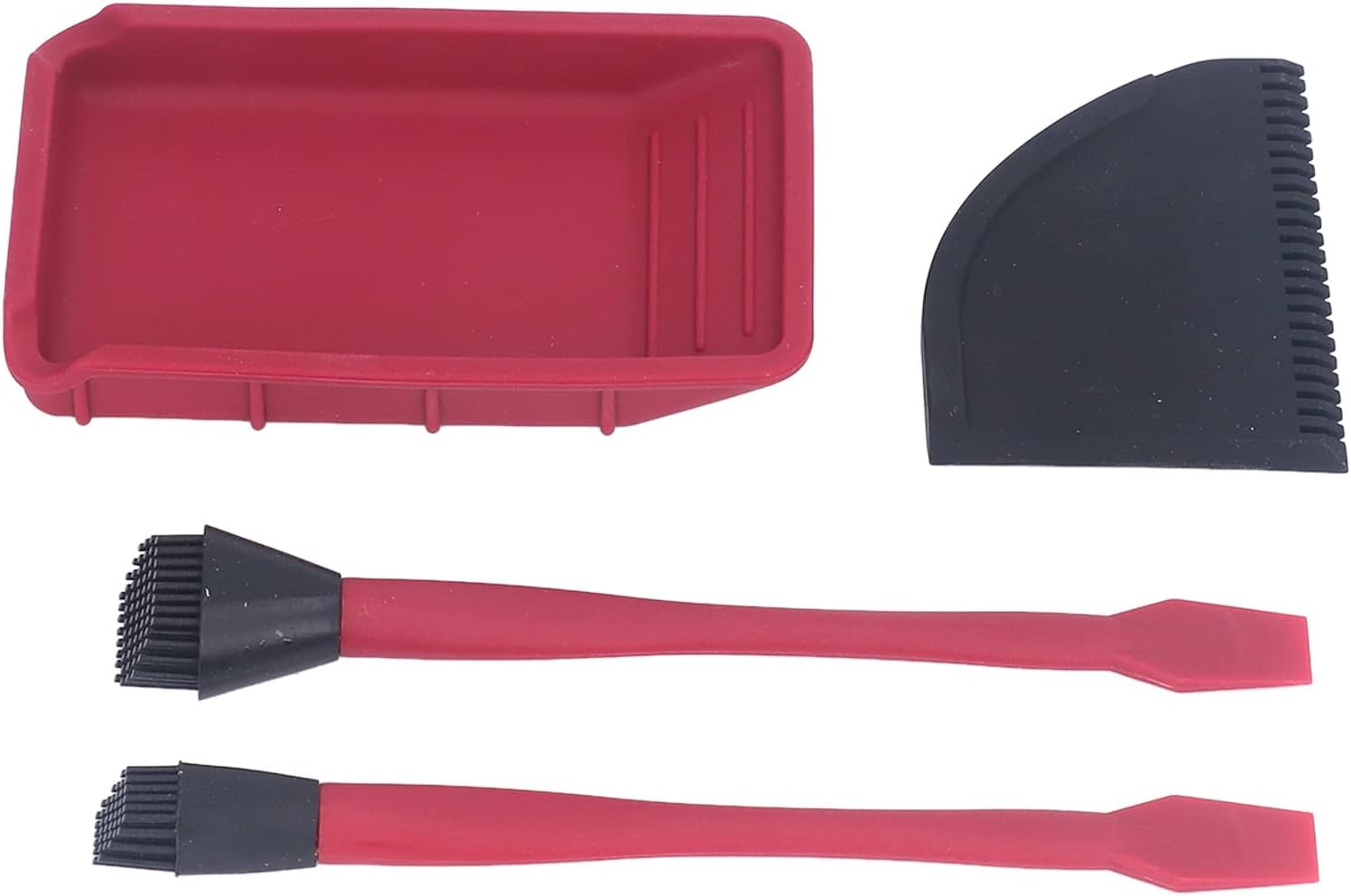 Complete Silicone Glue Kit - Woodwork Spreader Applicator Set with 2 Brushes, 1 Comb, and 1 Tray, Ideal for Uniform and Flexible Application, Easy to Clean