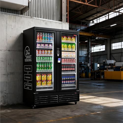 Image of HAHA Smart AI Vending Machine for Business Contactless Grab & Go, Multi-Item Combo Vending with APP Management & Cashless Payment US1200CT(Black, AI Ultra)