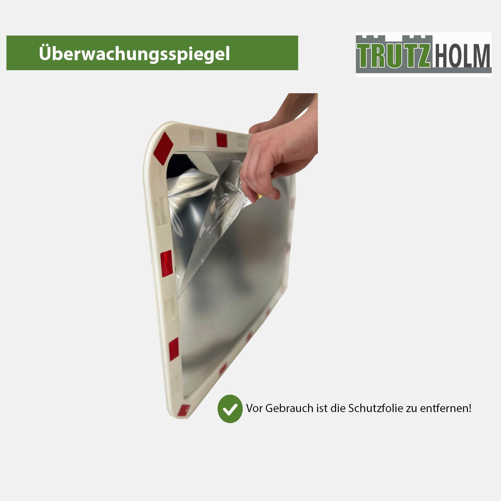TRUTZHOLM Verkehrsspiegel eckig rot/weiß 60x80 cm Sicherheitsspiegel für innen und Außen