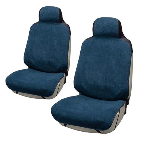 吸水防水シートカバー 前席用 ネイビー 2席セット マイクロファイバー 吸水速乾 裏面防水 子供やペットとドライブに 普通車用/軽自動車用/簡単取り付け/汚れ防止