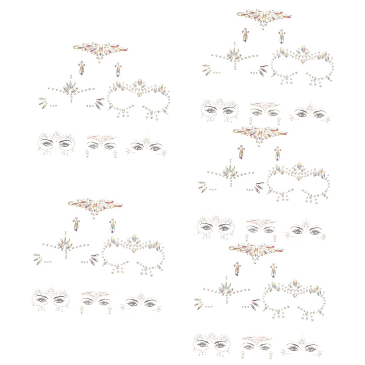 Abaodam 15hojas Gemas Faciales Brillantes y Fluorescentes Para Maquillaje De Halloween Pegatinas Adhesivas Para Fiestas y Carnaval De Decorativas