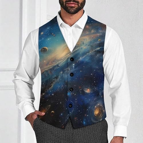 Spaces And Universe Novelty Men's Suit Vest Casual Formal Dress Vests Business Waistcoat2