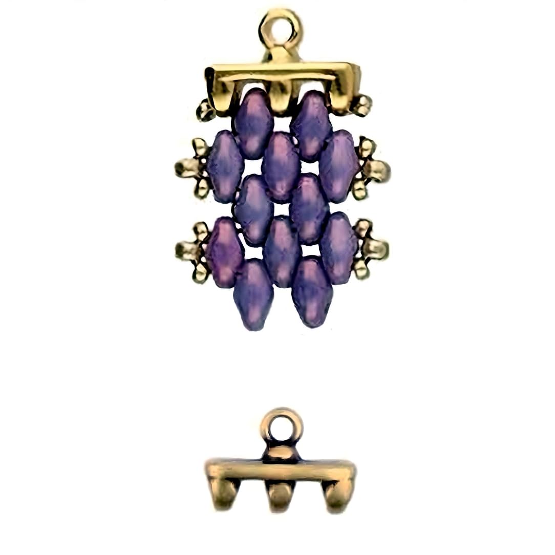 SuperDuo Bead Ending Finding. Quality Antique Brass Plate Rozos III Cymbal Metal Fashion Elements. 4 Pieces. Works with SuperDuos and More!.