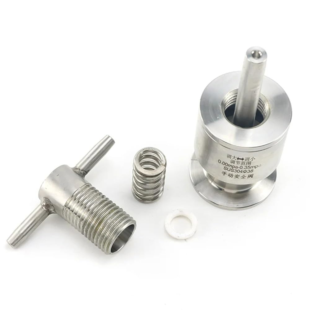 SUS 304 - Válvula de alivio de presión sanitaria de tres abrazaderas, casquillo ajustable de 1.5 pulgadas, diámetro exterior de 50.5 mm, ventilación de escape de 0-3.5 bar, válvula de seguridad de