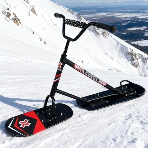 lilishangmao Patinete De Nieve (Modelo 2026) - Doble Pala, Trineo De Deslizamiento En Nieve Todoterreno, Chasis De Aluminio Reforzado para Adultos, Máxima Estabilidad En Cualquier Tipo De Nieve Black