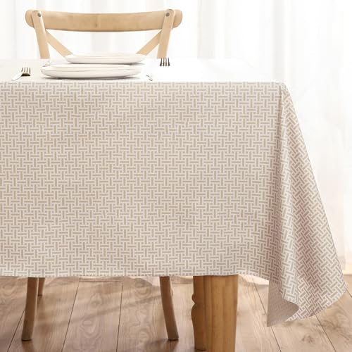 Image of Walrus Heavy Duty Vinyl Tablecloth with Flannel Backing Waterproof Oil-Proof Plastic Table Cloth Stain-Resistant Wipeable Rectangle or Square Table Cover for Indoor and Outdoor (Weaving, 60X84 Inch)