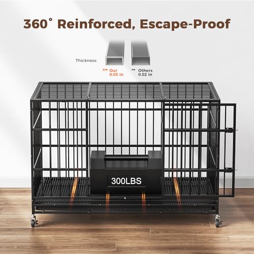 CAMMOO-48-Heavy-Duty-Dog-Crates-for-Large-Dogs-Escape-Proof-Upgraded-4-Lockable-Wheels-Removable-Door-Dog-Kennel-Indoor-Max-Load-300Lbs-Easy-to-Clean-XXL-Dog-Cage-for-High-Anxiety-Dogs